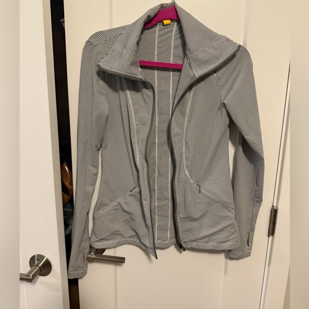 Like new Blue striped Athletic Zip up Jacket